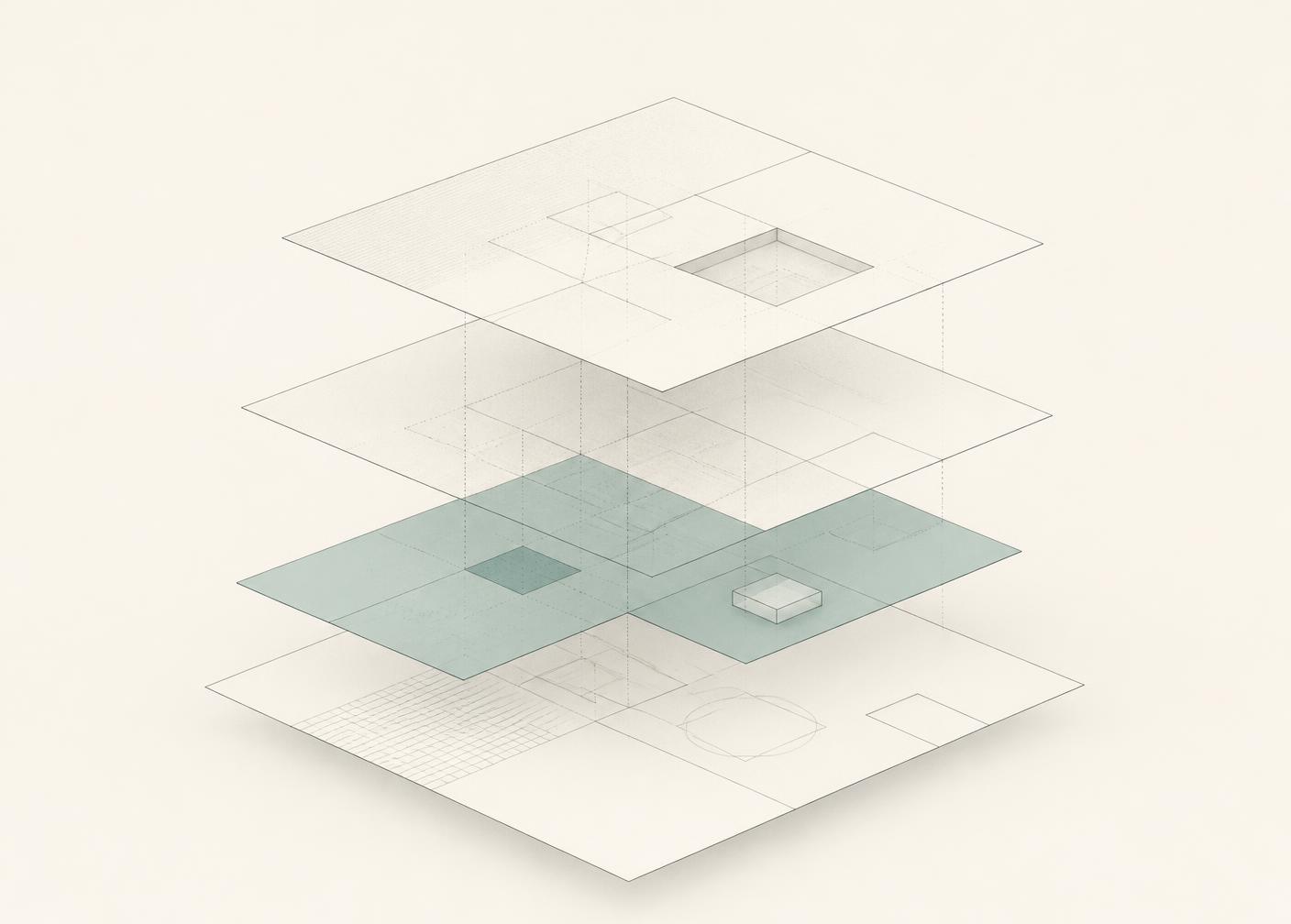 Abstract diagram of layered system architecture planes